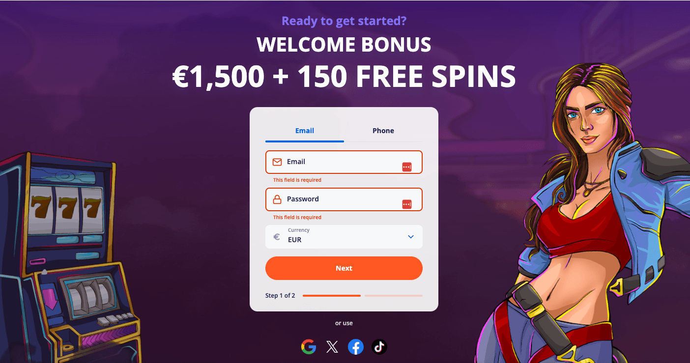 Welcome Bonus offer at a casino without Swedish license