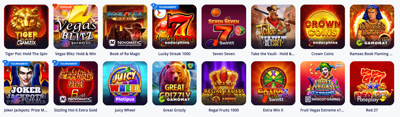 Slot lobby at a casino without Swedish license