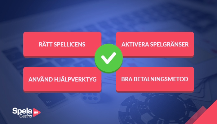 4 tips för att spela ansvarsfullt på utländska casinon: välj rätt spellicens, aktivera spelgränser, använd hjälpverktyg och använd en bra betalningsmetod.