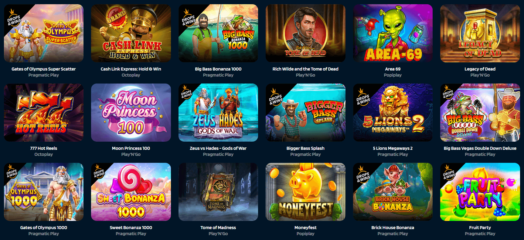 Spelutbudet på Dynabet Casino.