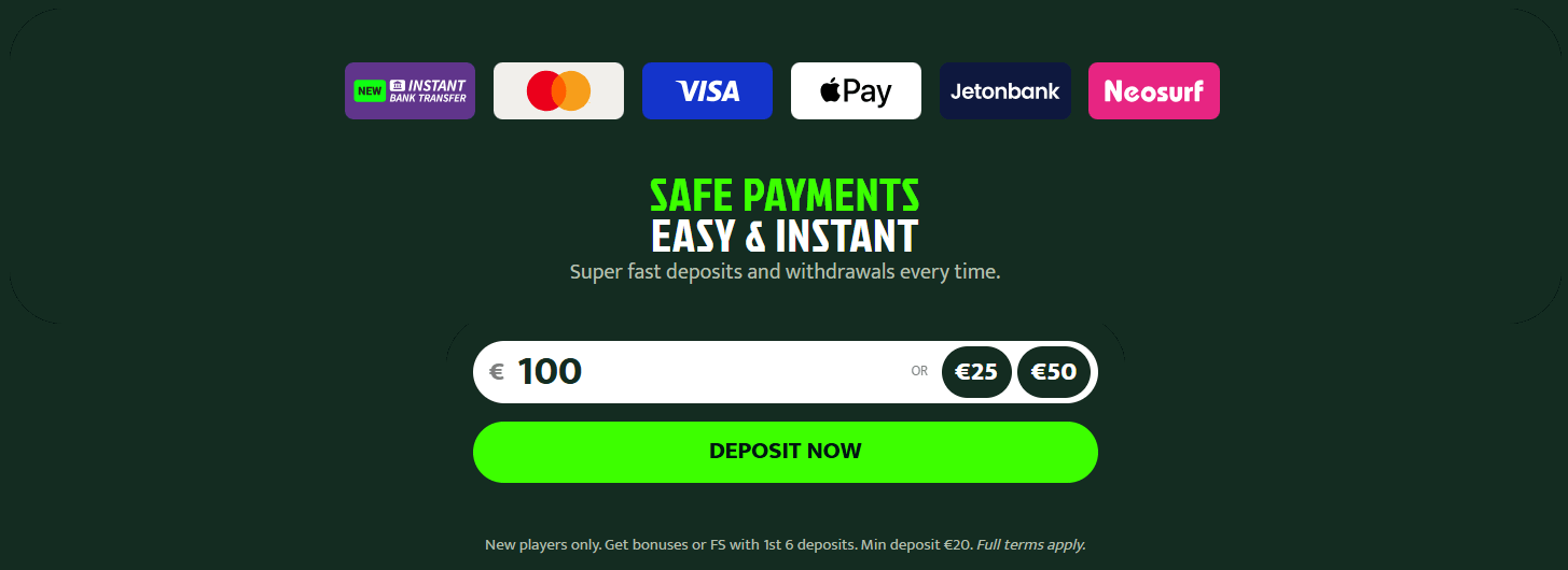 Insättningar på Reblz Casino.